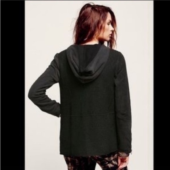 Free People Coat Black Drippy Wool Jacket S Asymmetrical Granola  Boho Festival - Picture 4 of 16